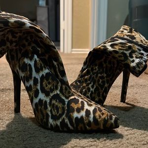 Cheetah print booties